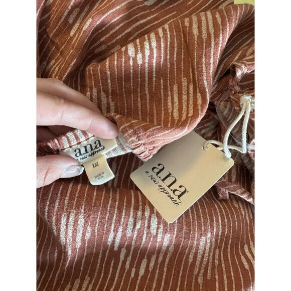 a.n.a. a new approach Orange linen blend sleeveless midi dress pocket Boho - Picture 7 of 7